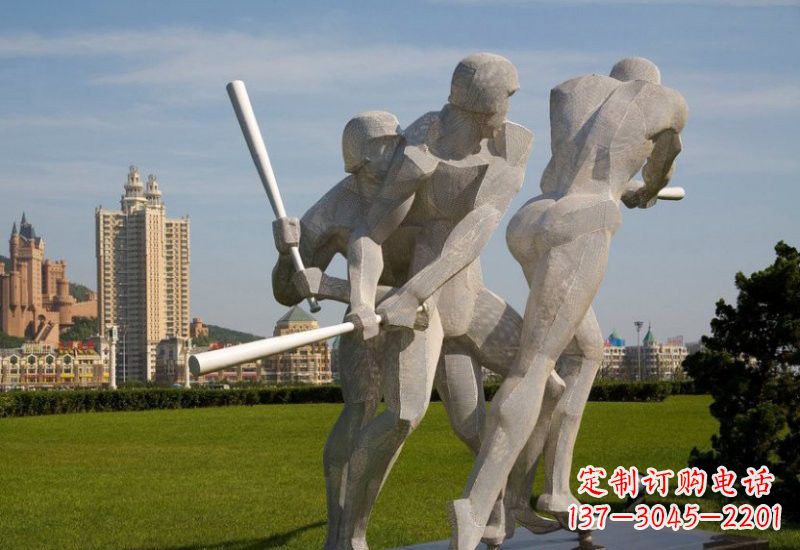 益阳不锈钢打棒球人物雕塑2