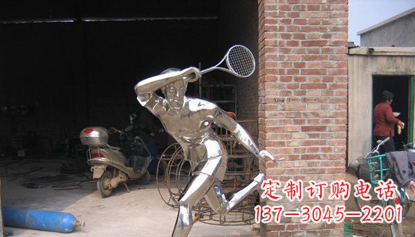益阳不锈钢打羽毛球雕塑 (2)
