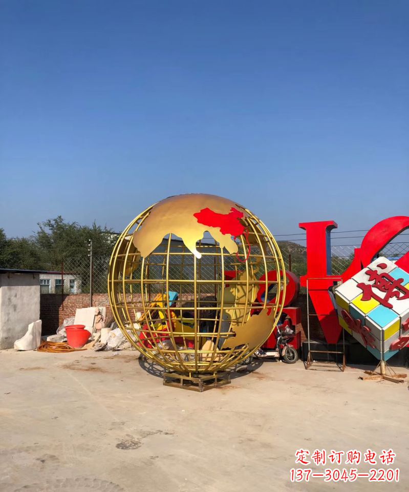益阳不锈钢地球仪雕塑点缀校园景观