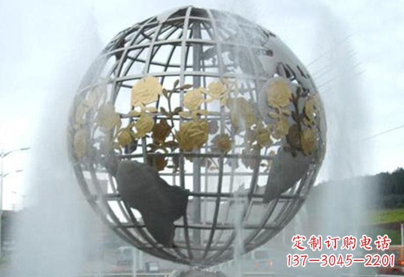 益阳不锈钢地球仪雕塑象征着地球家园