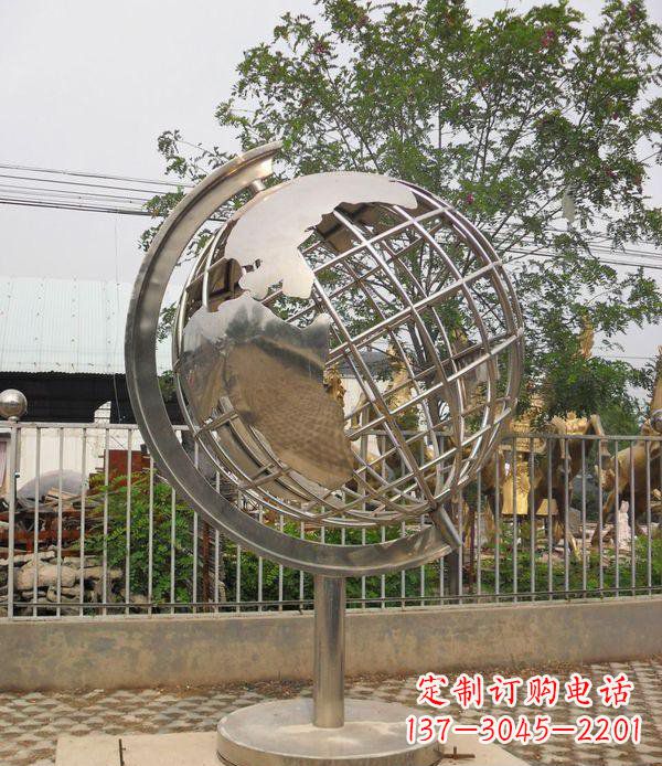 益阳精美不锈钢地球仪雕塑点缀校园美景