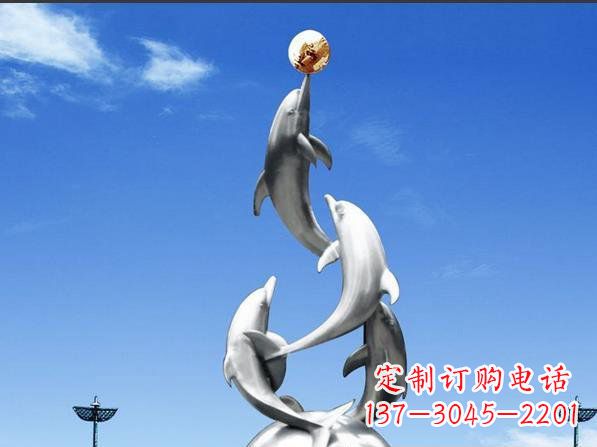 益阳不锈钢海豚雕塑精致美观的艺术品