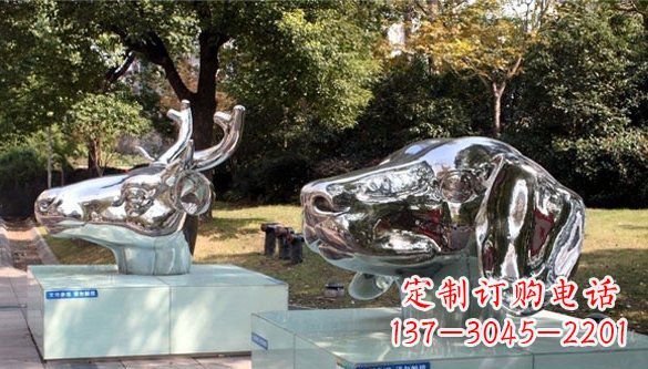益阳动物十二生肖头像不锈钢雕塑