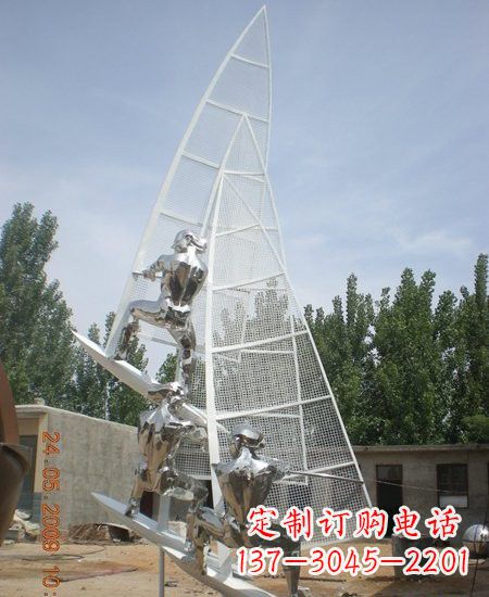 益阳海上航行不锈钢帆船雕塑