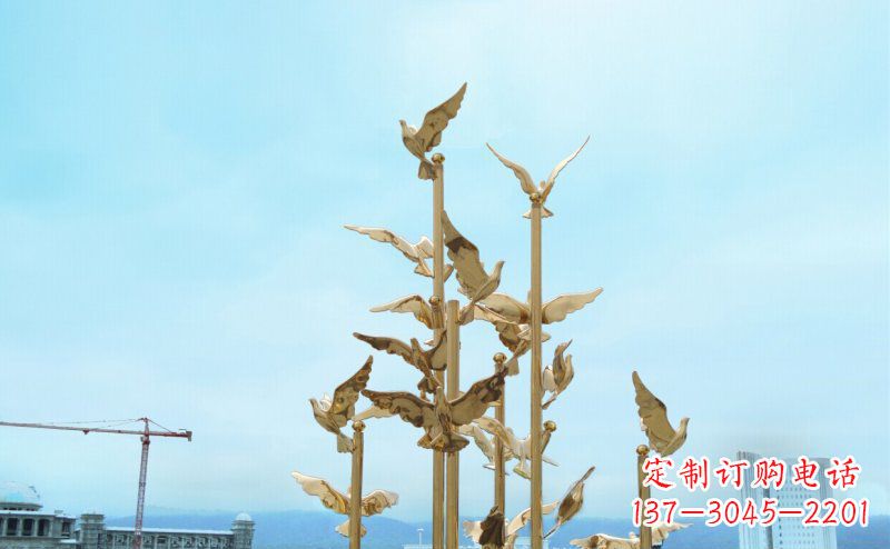 益阳不锈钢飞翔的鸽子雕塑传递自由、和平的美好祝愿