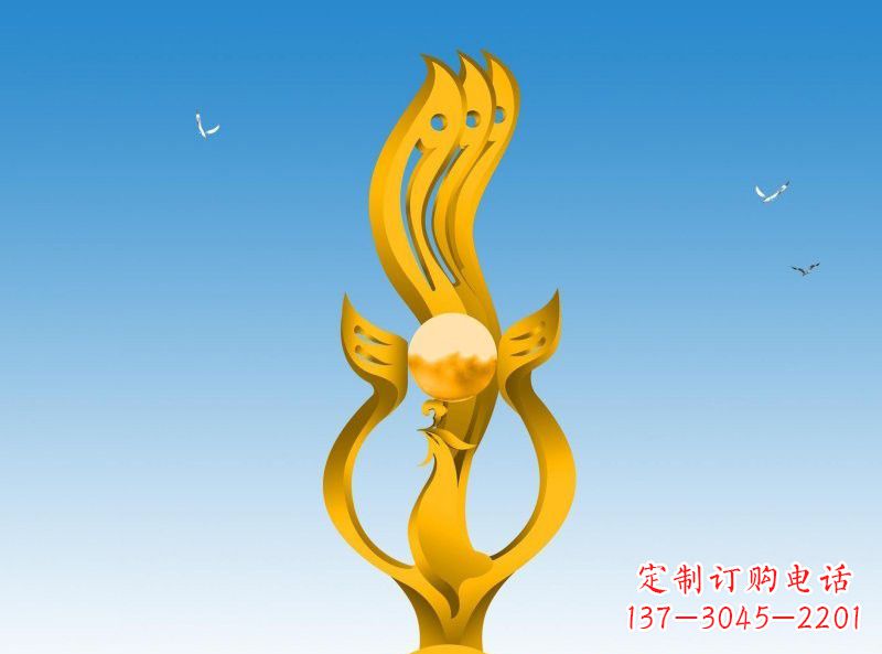 益阳不锈钢凤凰雕塑灿烂外形,精美艺术