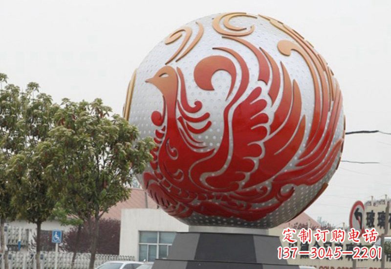 益阳不锈钢凤凰浮雕圆球雕塑精美雕塑把艺术带到生活中