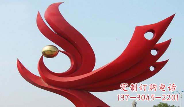 益阳不锈钢凤凰雕塑象征着美丽与智慧