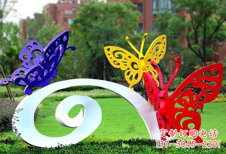 益阳彩色蝴蝶雕塑,点亮不锈钢公园