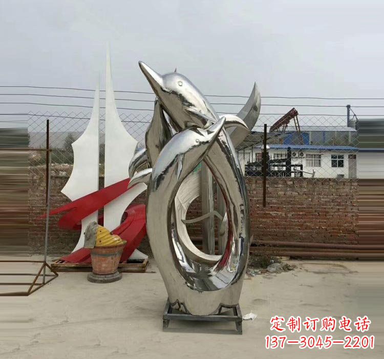 益阳不锈钢海豚雕塑——象征着动物自由的象征