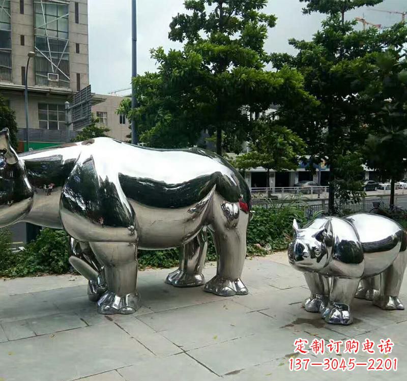 益阳不锈钢犀牛雕塑把大自然带入城市