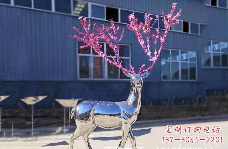 益阳梅花鹿雕塑不锈钢公园的美丽礼物