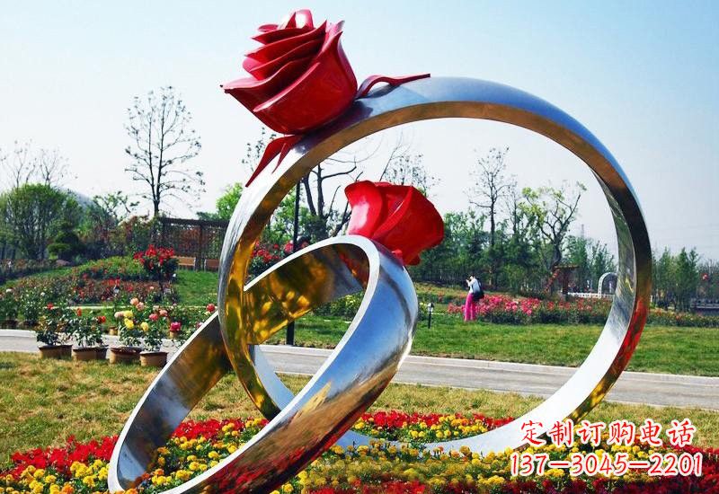 益阳不锈钢公园玫瑰花戒指雕塑精致精美的礼物