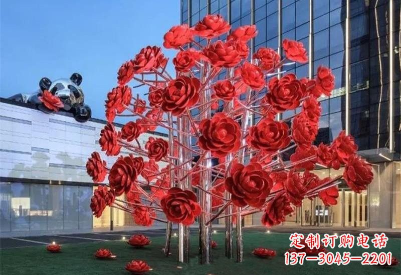 益阳不锈钢公园玫瑰花树雕塑——让玫瑰长驻公园