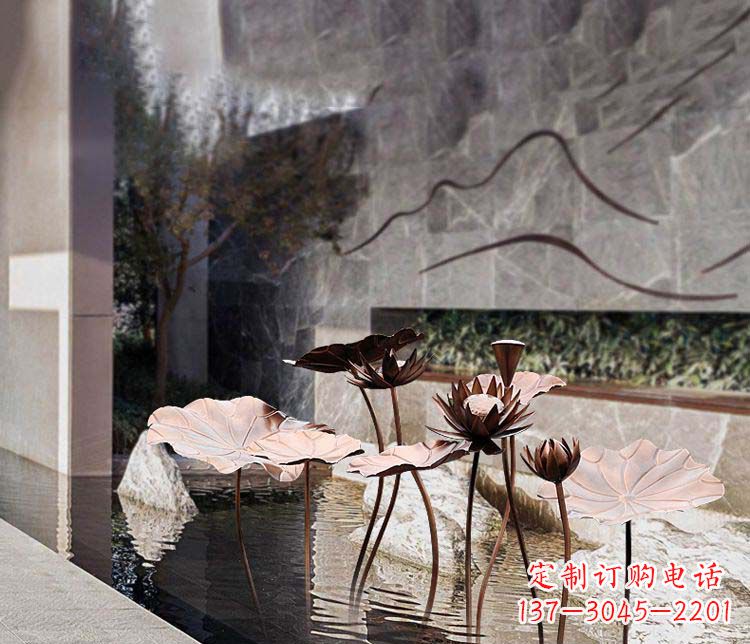 益阳不锈钢古铜色荷花雕塑