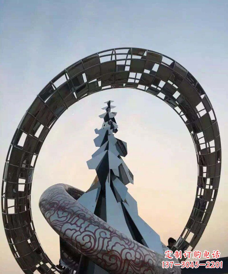 益阳不锈钢松树祥云雕塑