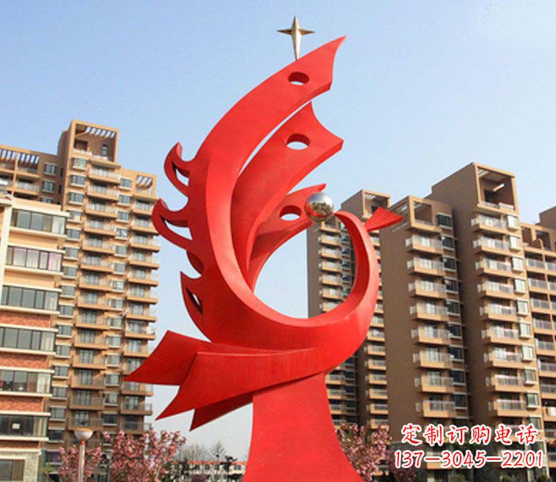 益阳凤凰雕塑不锈钢广场的精美景观
