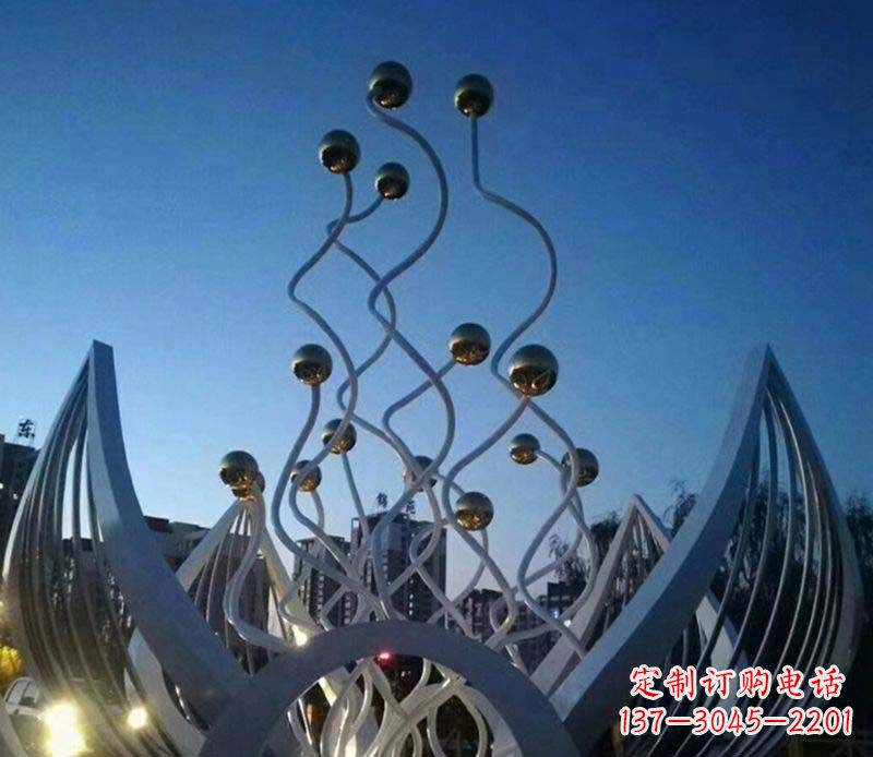 益阳不锈钢荷花雕塑美丽的象征