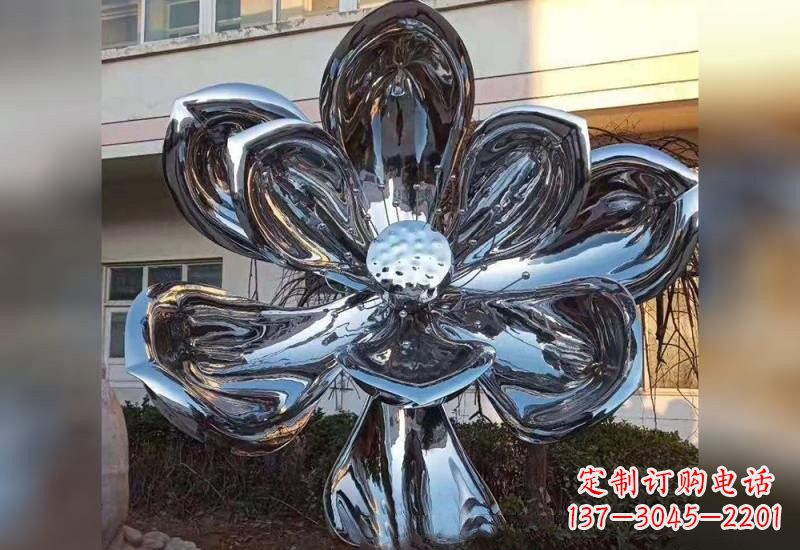益阳不锈钢广场镜面莲花雕塑精美外形,传承佛教文化
