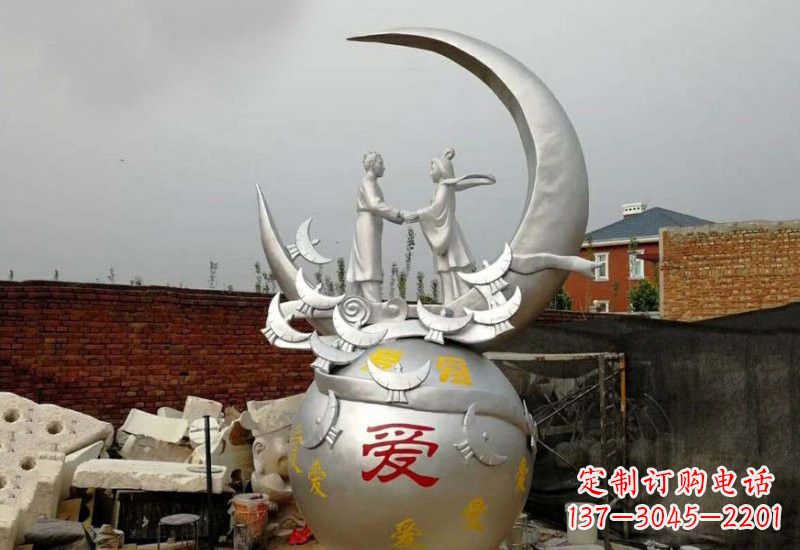 益阳牛郎织女传说的不锈钢雕塑