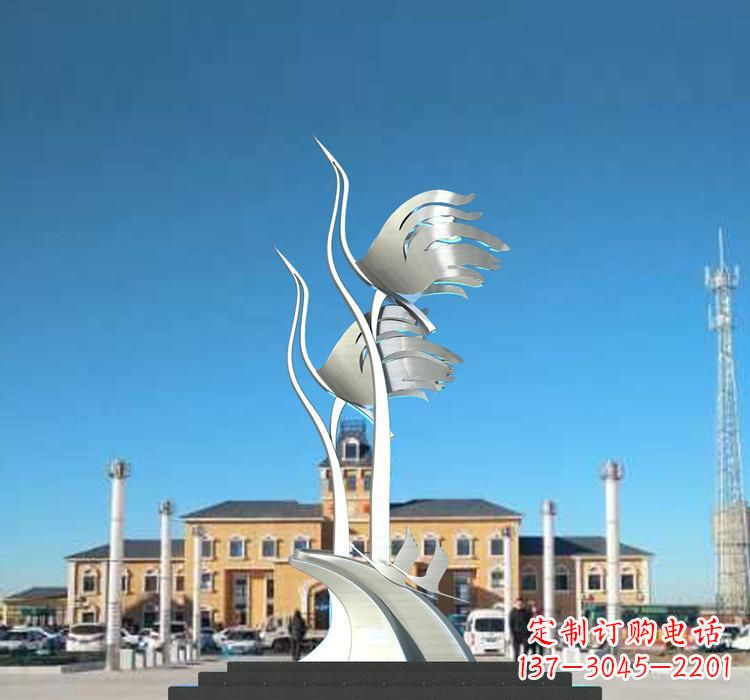 益阳静谧优雅不锈钢仙鹤雕塑