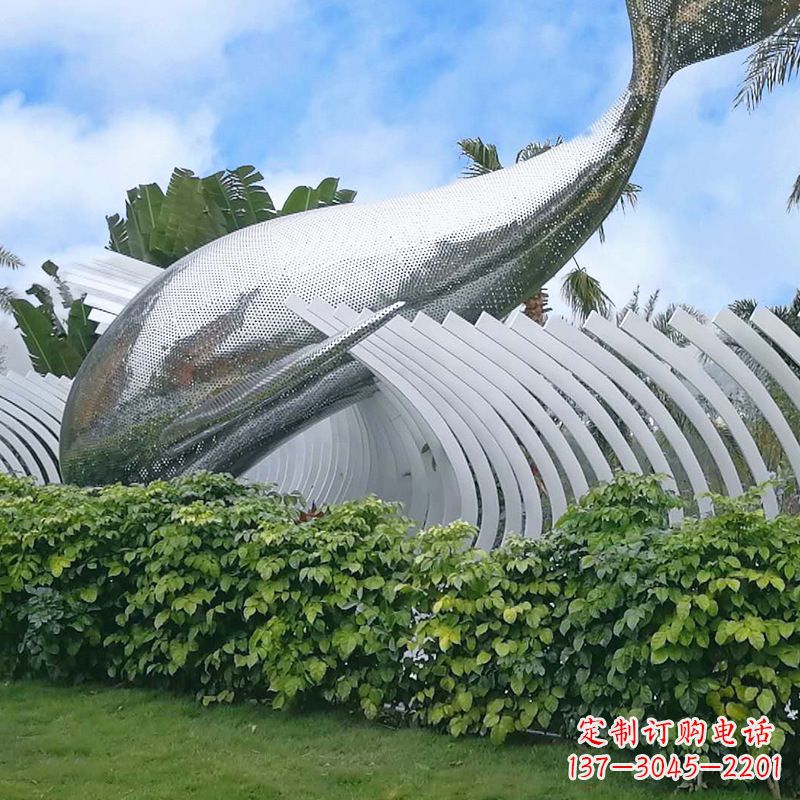 益阳海豚雕塑镜面鲸鱼创意动物景观