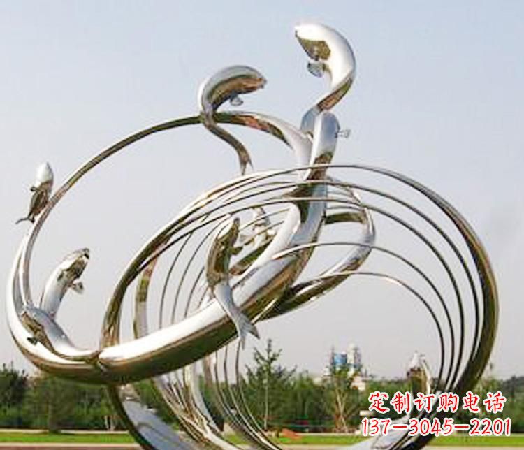 益阳不锈钢海豚雕塑美丽而又神秘