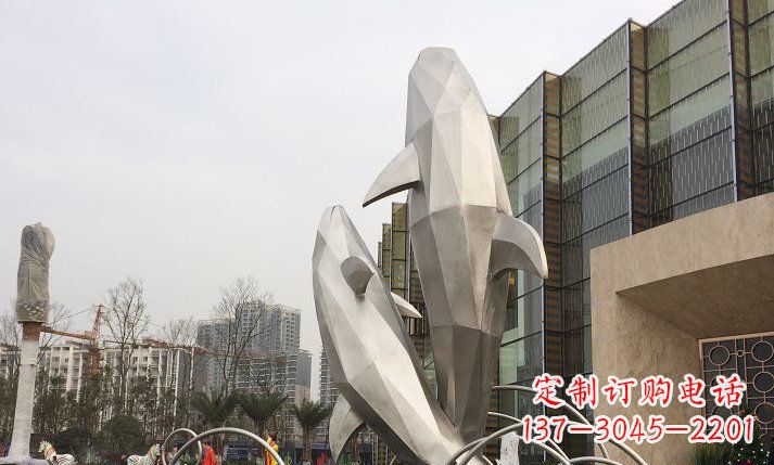 益阳不锈钢海豚喷泉雕塑精美的海洋之美