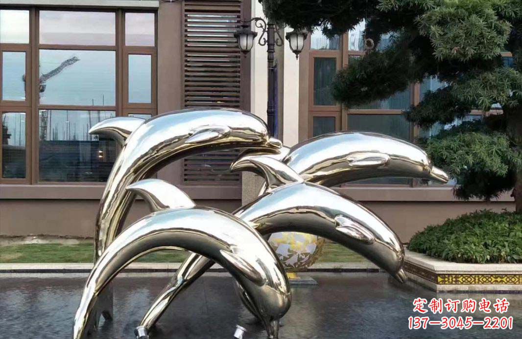 益阳不锈钢海豚跳跃雕塑精美绝伦