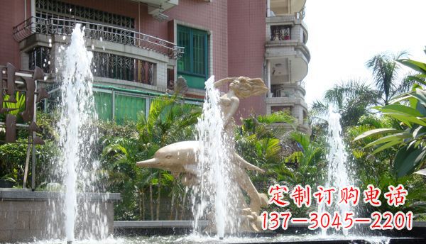 益阳不锈钢海豚喷泉雕塑精美的海洋艺术