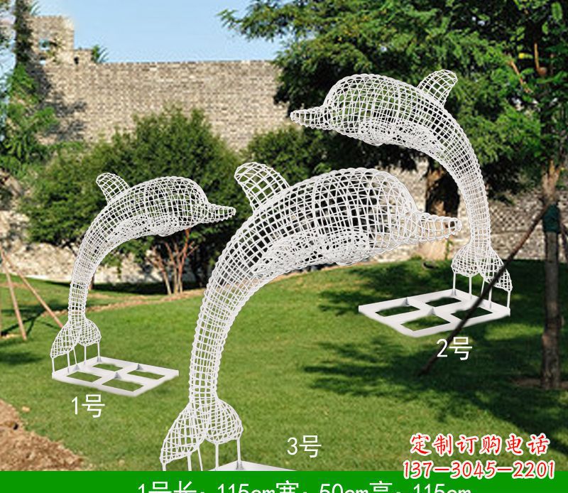 益阳不锈钢海豚组合雕塑精美的艺术品