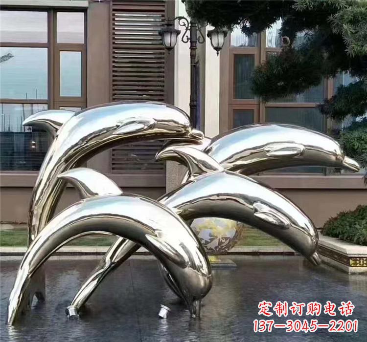 益阳不锈钢海洋动物雕塑——海豚