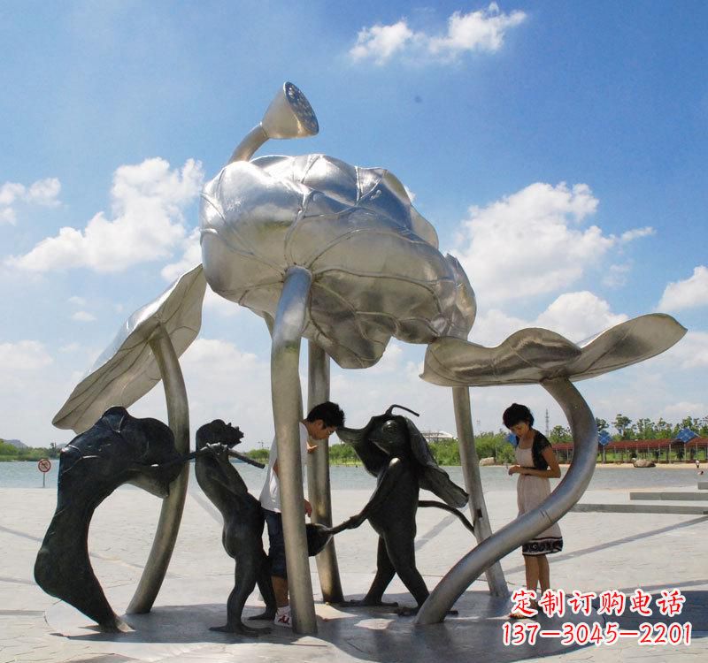 益阳荷花之美——不锈钢荷花广场雕塑