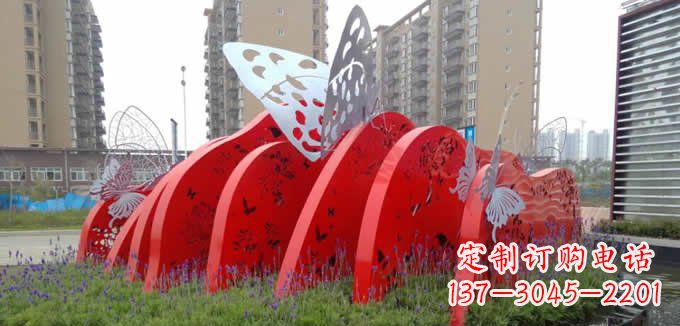 益阳不锈钢蝴蝶小区景观雕塑美丽的蝴蝶展翅