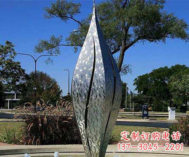 益阳不锈钢花骨朵喷泉雕塑精致细节展现精美艺术