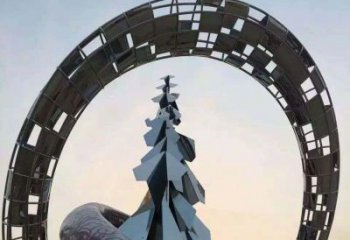 益阳不锈钢松树祥云雕塑