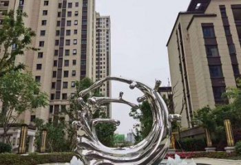 益阳不锈钢海浪喷泉雕塑精美雕刻，灿烂绚烂