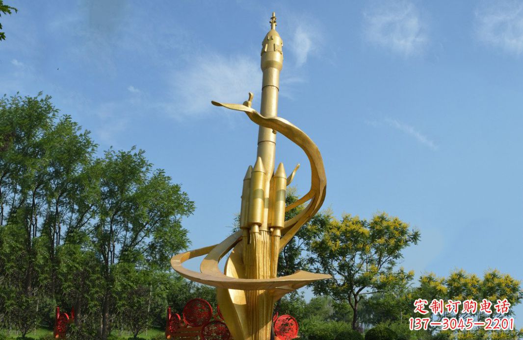 益阳火箭飞向蓝天不锈钢火箭广场景观雕塑
