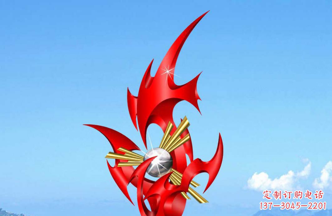益阳不锈钢火苗抽象景观雕塑给城市添彩