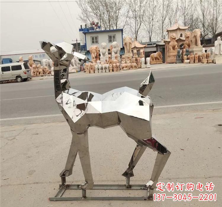 益阳不锈钢几何小鹿雕塑精美艺术品