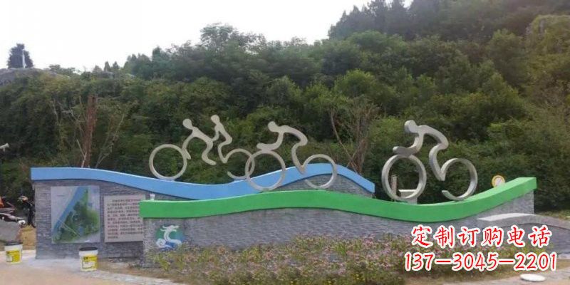 益阳不锈钢自行车雕塑——给景区增添一抹绚烂