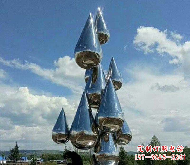 益阳不锈钢镜面大型水滴雕塑——艺术精美、精致优雅