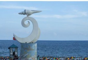 益阳海浪与海螺雕塑的结合——不锈钢景区的美景