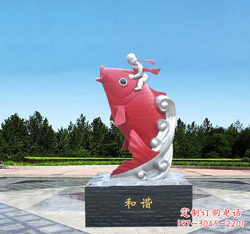 益阳不锈钢鲤鱼雕塑精美绝伦