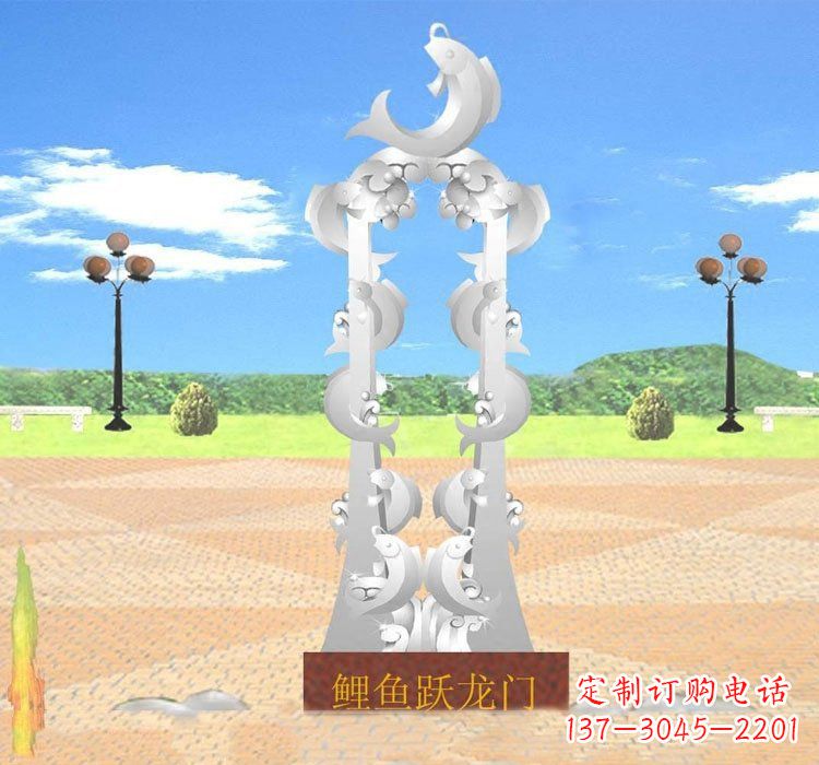 益阳不锈钢鲤鱼跃龙门雕塑——传承传统文化的艺术瑰宝