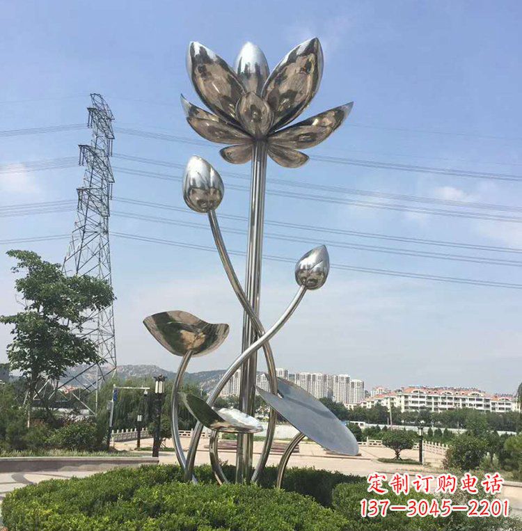 益阳不锈钢莲花雕塑美丽的象征