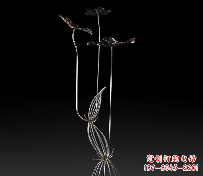 益阳不锈钢荷叶雕塑——给大厅景观带来清新气息