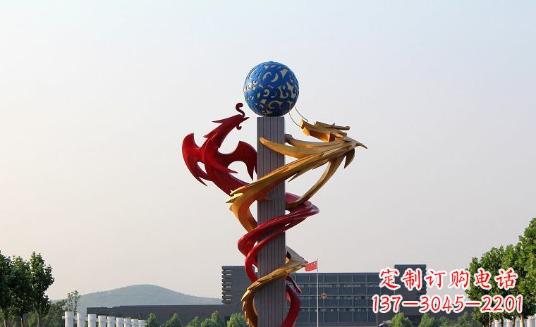 益阳龙凤呈祥一对不锈钢雕塑的精彩展示