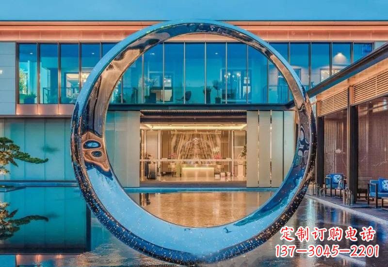 益阳不锈钢镂空灯光圆环雕塑