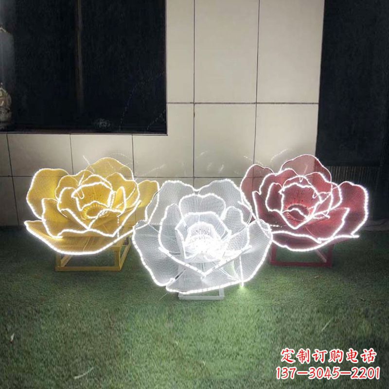 益阳精美不锈钢玫瑰花灯光雕塑